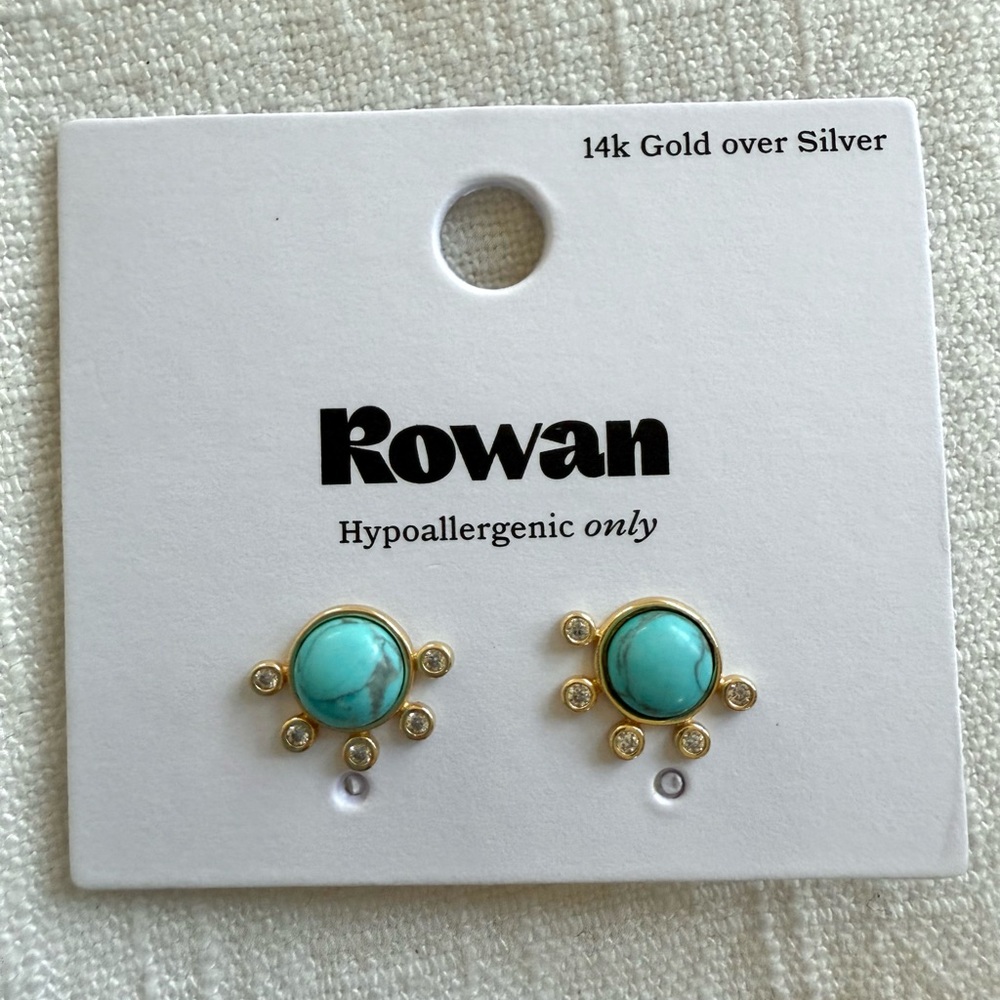 Rowan Turquoise Gold Sunburst Stud Earrings
